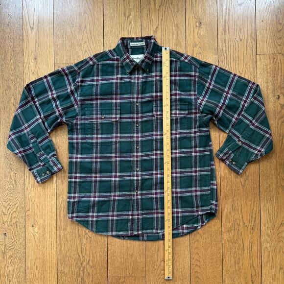 Eddie Bauer Brainbridge Flannel Shirt SZ L Fall Winter Work Cozy Green Purple - Picture 5 of 6